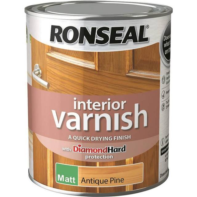 Ronseal 36864 Interior Varnish Quick Dry Matt Antique Pine 750ml