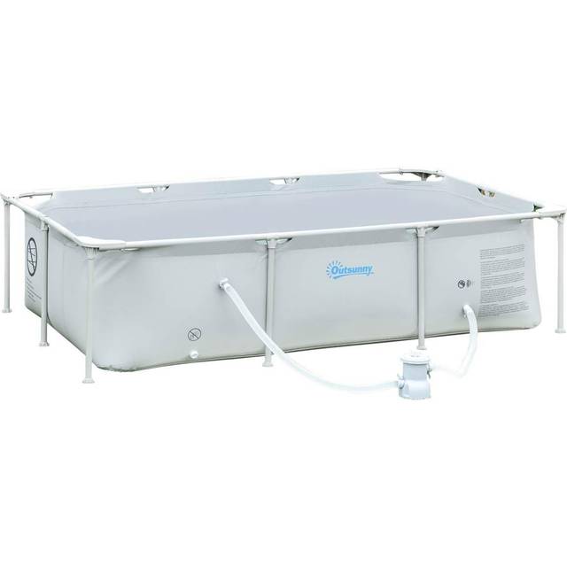 Outsunny Swimming Pool with Steel Frame & Filter 252L x 152W x 65H cm - Blue | TJ Hughes
