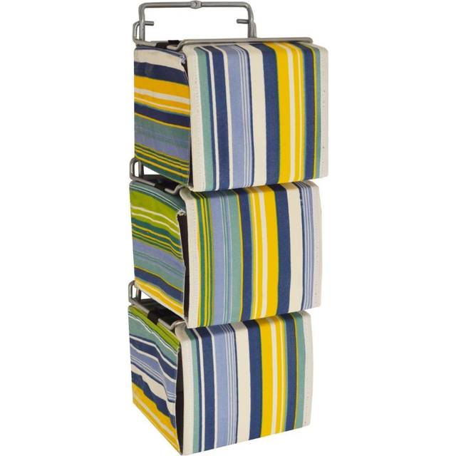 Techstyle Stripe 3 Wall Mounted Fabric Storage Boxes For Cd / Toys / Toiletries Blue / Green, Blue