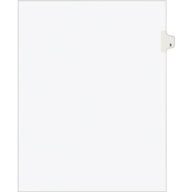 Avery Legal Exhibit Tab Dividers  Tab Title: 5  White  Letter  25/Pack (11915)