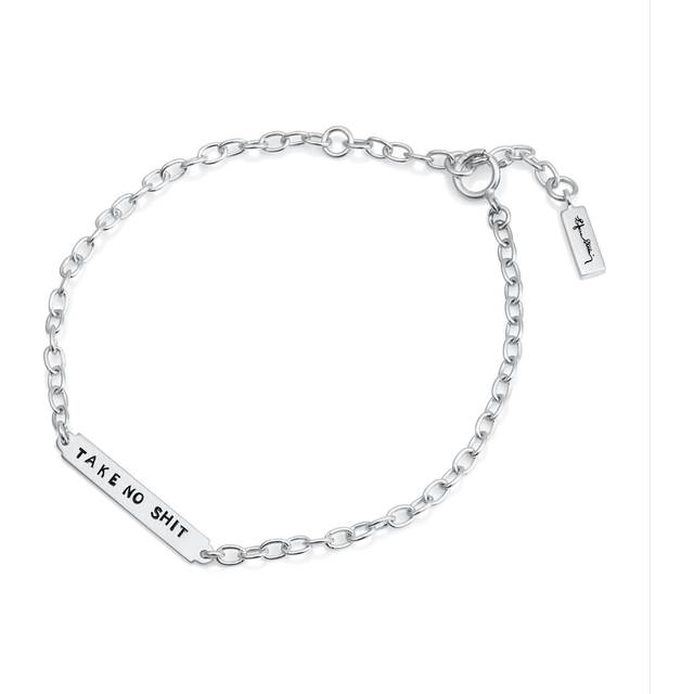 Efva Attling Power Plates Bracelet - Take No Shit 16/17.5/19 CM - SILVER