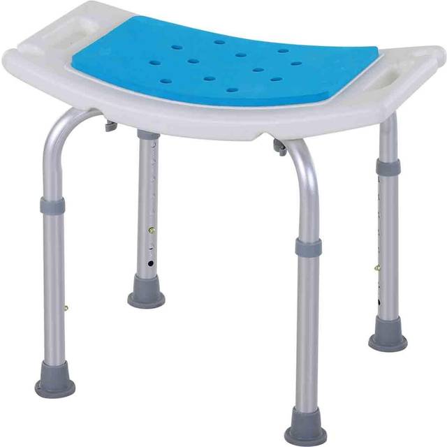 HOMCOM Aluminum Bath/Shower Stool w/ Shower Hole, Blue