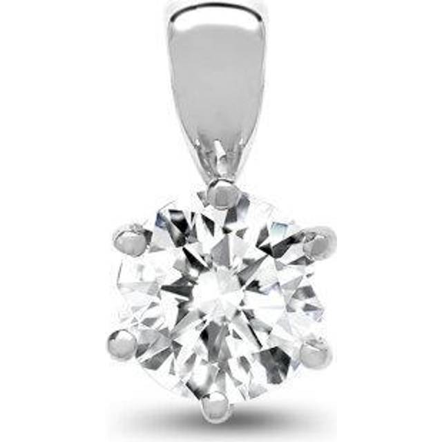 Jewelco London Ladies Solid 18ct White Gold 6 Claw Set Round G SI1 0.35ct Diamond Solitaire Charm Pendant - 18P007-035