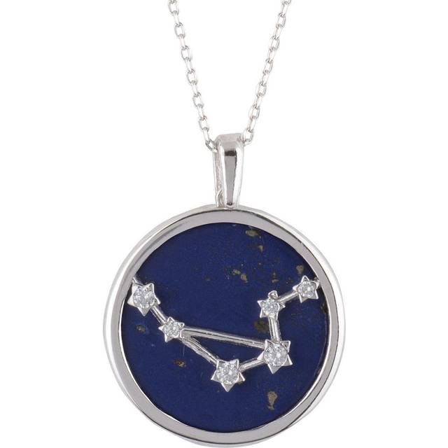 Latelita Womens Zodiac Lapis Lazuli Gemstone Star Constellation Pendant Necklace Silver Libra - Blue Sterling Silver - One Size