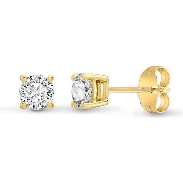 Jewelco London Ladies Solid 18ct Yellow Gold 4 Claw Set Round G SI1 0.75ct Diamond Solitaire Stud Earrings - 18E001-075 - Silver