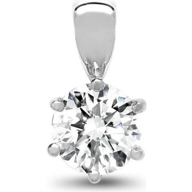 Jewelco London Ladies Solid 18ct White Gold 6 Claw Set Round G SI1 0.2ct Diamond Solitaire Charm Pendant - 18P007-020