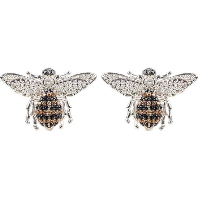 Honey Bee Stud Earrings Silver - White - One Size