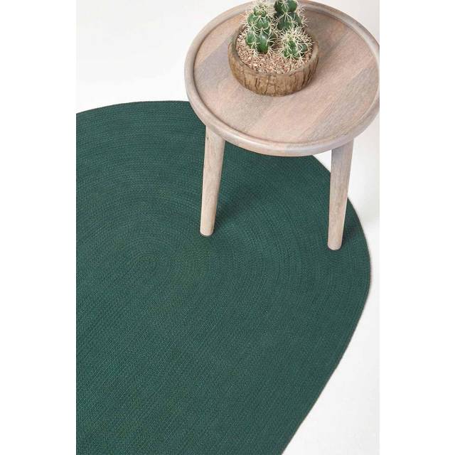 Homescapes Forest Green Handmade Woven Braided Round Rug, 150 cm