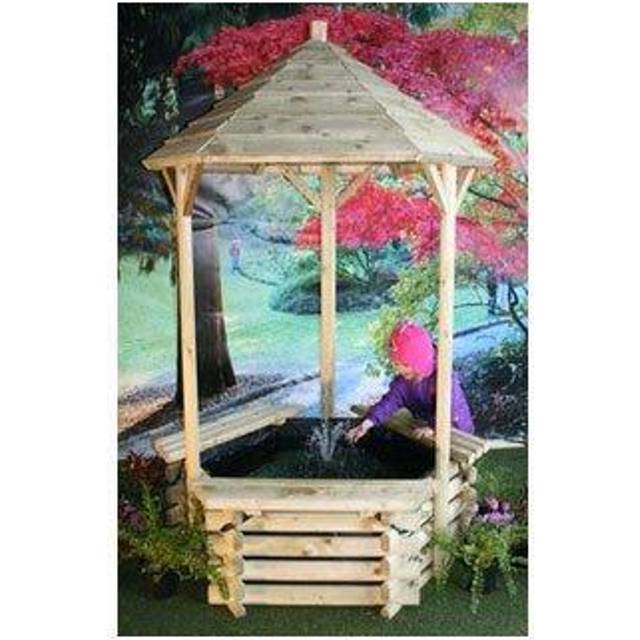 Wishing Well Fountain with Liner - Timber - W122 x H201 cm