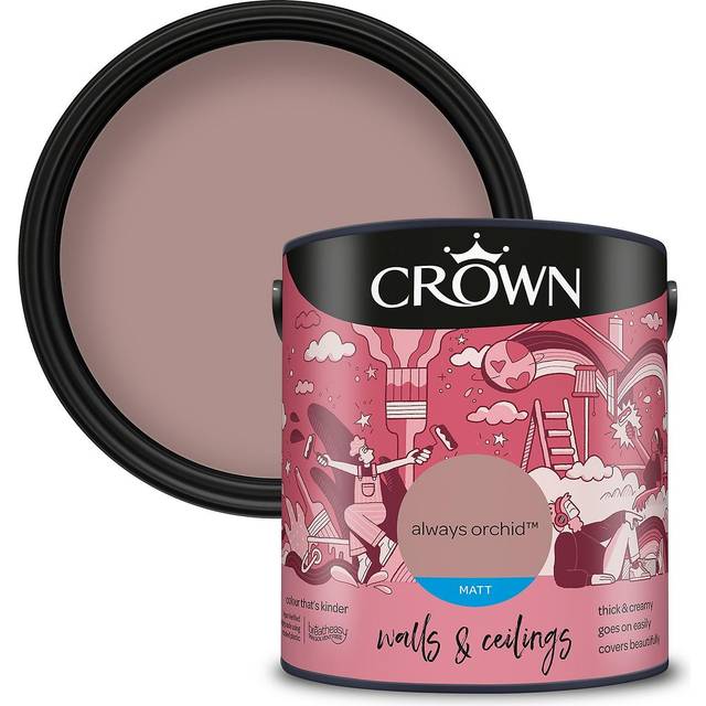 Crown Walls & Ceilings Always Orchid Matt Emulsion Paint 2.5L - Pink