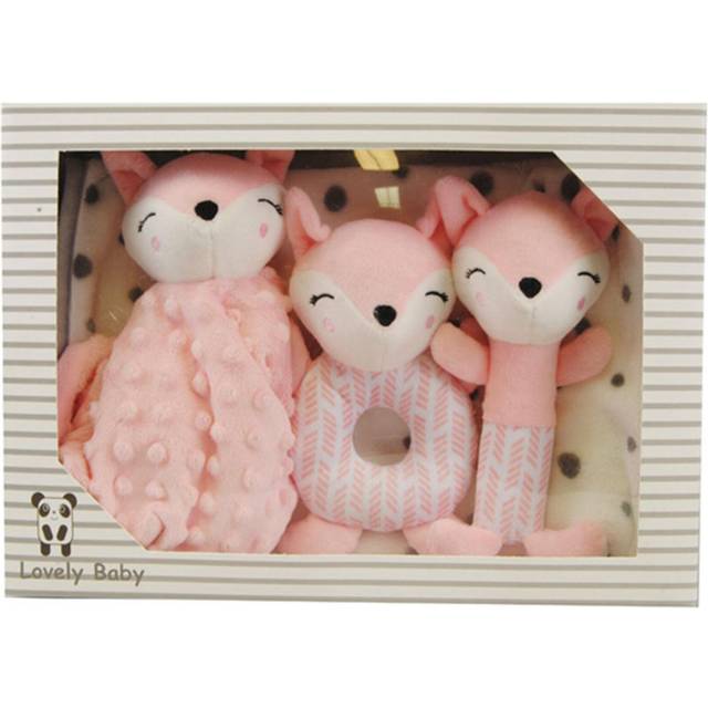 Fleecefilt och Gosedjur Giftset Rosa Räv