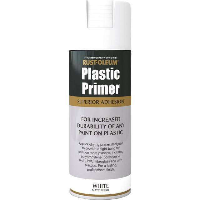 Rust-Oleum AE0030003E8 Plastic Primer Matt White Spray Paint 400ml