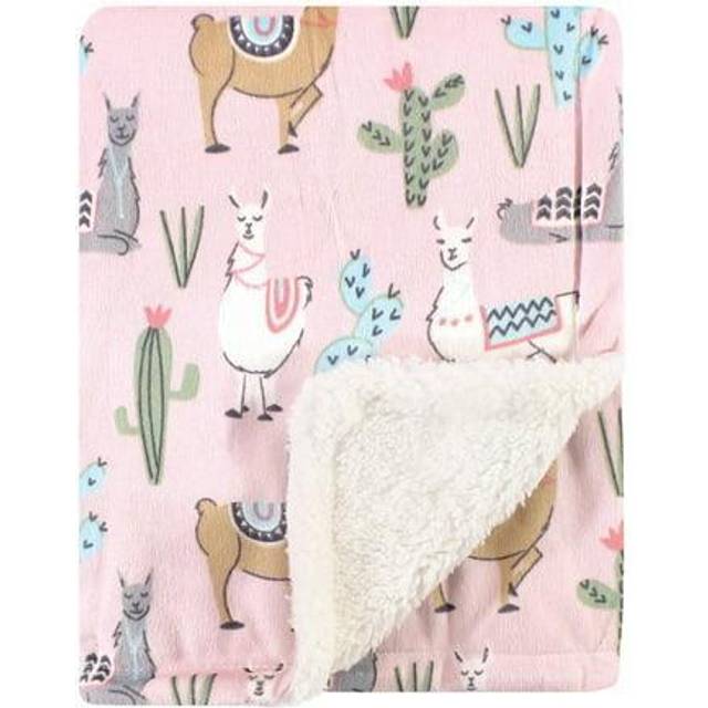 Hudson Baby Unisex Baby Plush Mink and Sherpa Blanket  Llama  One Size