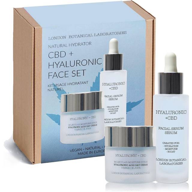 London Botanical Laboratories CBD thc free Hyaluronic Anti-Aging Face Set (Moisturiser + Serum) in Blue