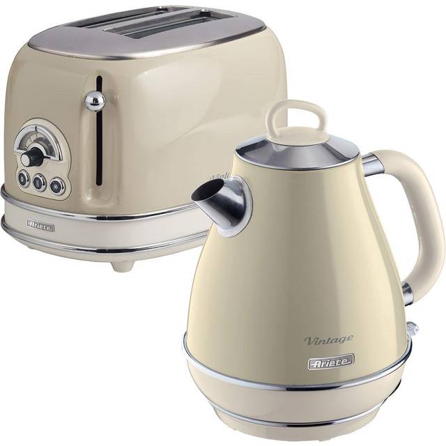 Ariete ARPK1 Vintage 2-Slice Toaster and 1.7L Fast Boil Jug Kettle - Cream, Cream