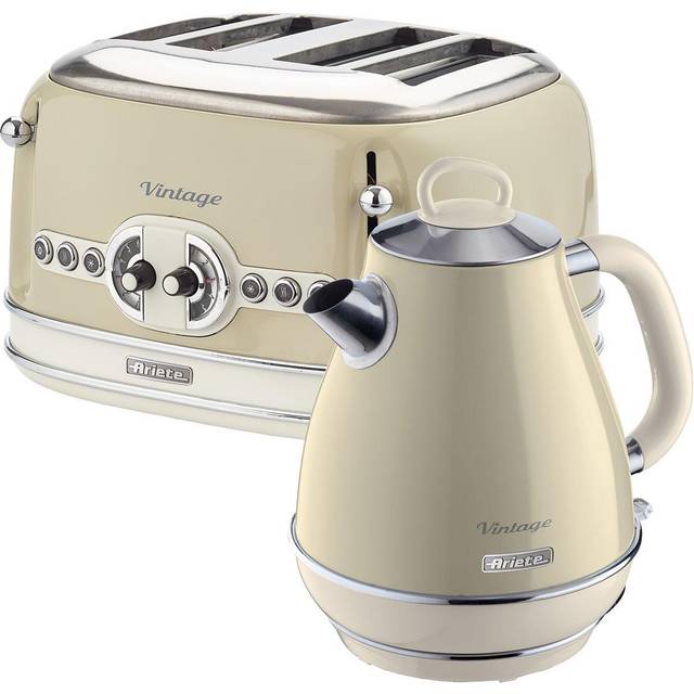 Ariete ARPK19 Vintage Cream 1.7L Jug Kettle and 4 Slice Toaster - 4 Slice & 1.7L