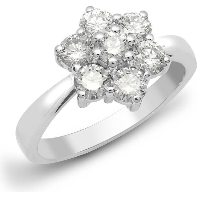 18ct White Gold 0.75ct Diamond 7 Stone Flower Cluster Ring 9mm - 18R543-075 - K