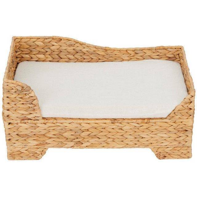 Teamson Pets Indoor Wicker Cat or Small Dog Raised Bed Elevated Lounger - Tan, Brown