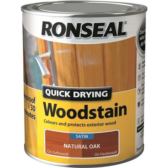 Ronseal QDWSNO750 750 ml Satin Finish Quick Dry Woodstain - Natural Oak