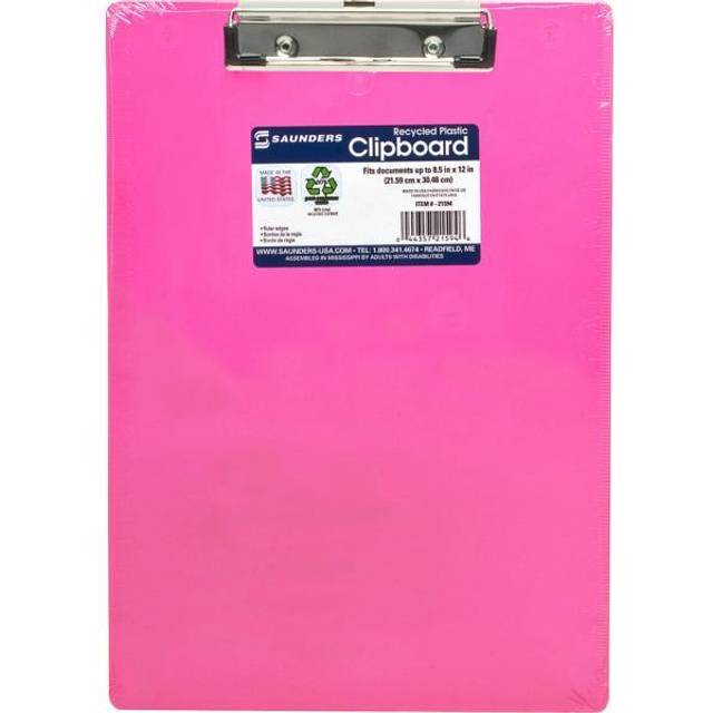 Saunders  SAU21594  Neon Plastic Clipboards  1 Each  Neon Pink