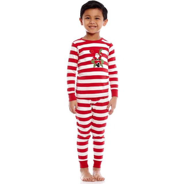Leveret Kids Pajamas Santa Red Green 2 Piece Christmas Pjs Set 100% Cotton 18-24 Months