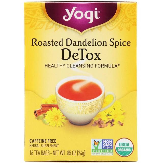 Yogi Tea Detox Organic Caffeine Free Roasted Dandelion Spice 16 Tea Bags