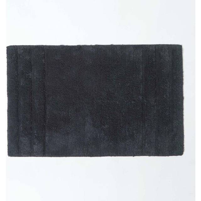 Homescapes Spa Supreme Luxury 100% Cotton Black Bath Mat, 50 x 80 cm, Machine Washable, Super Absorbent, Non-Slip Latex Reverse, OEKO-TEX® certified