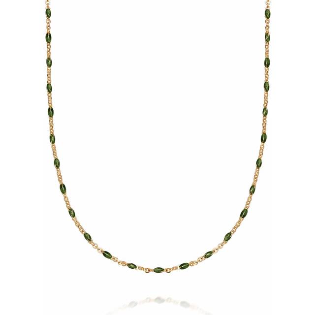 Treasures Green Beaded Necklace 18ct Gold Plate 18ct Gold Plate