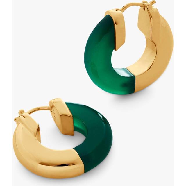Monica Vinader Womens Green 18ct Yellow Gold-plated Vermeil Sterling-silver and Onyx Hoop Earrings 1 Size - GREEN