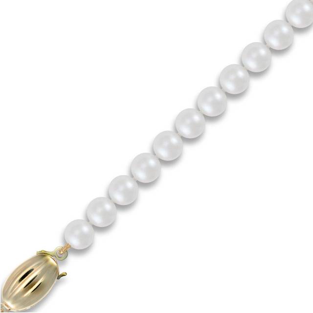 (22) Jewelco London Ladies 9ct Yellow Gold Clasp Seawater Cultured Akoya Pearl Elegant Necklace 6-6.5mm