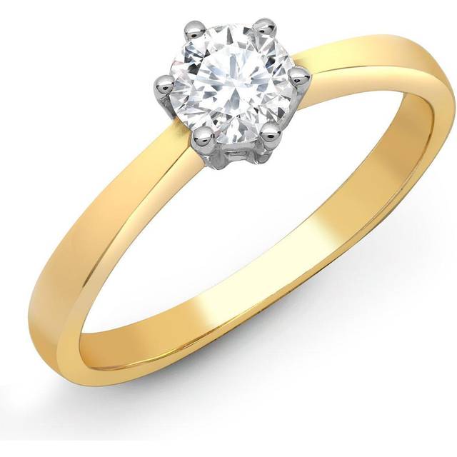 (M) Jewelco London Ladies Solid 18ct Gold 6 Claw Set Round G SI1 0.25ct Diamond Solitaire Engagement Ring 5mm - 18R306-025