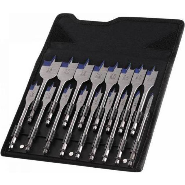 Irwin 17 Piece 6-38mm Wood Flat Spade Drill Bit Set & Storage Wallet, Iw4041002