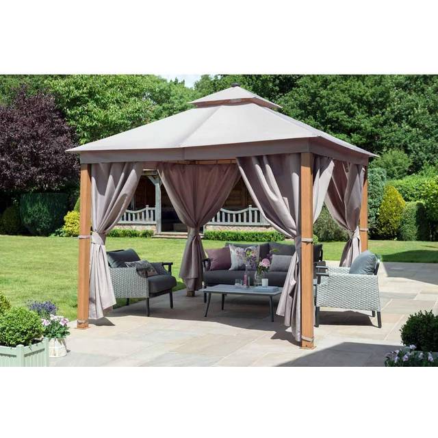 Luxury 3m x 3m Gazebo with LED Light - Taupe