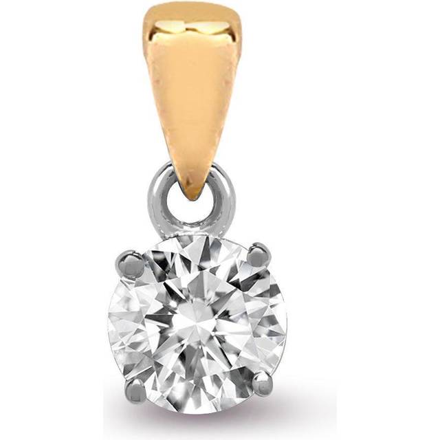 Jewelco London Ladies Solid 18ct 2 Colour Gold 4 Claw Set Round G SI1 0.1ct Diamond Solitaire Charm Pendant - 18P004-010 - Multicoloured