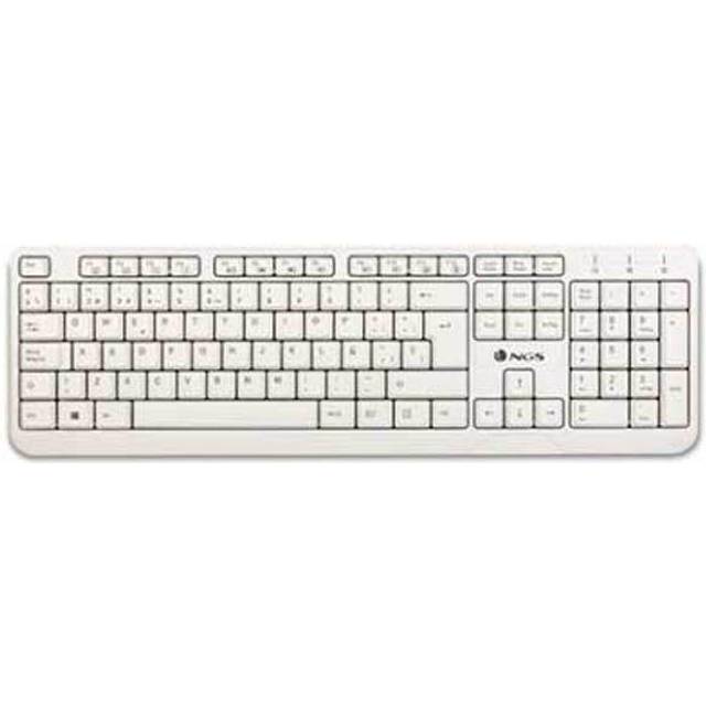 NGS Spike Spanish language (QWERTY) - USB keyboard with 1.4m cable, 12 multimedia keys and Plug&Play function. Compatible with Mac/Windows/Linux/Android/Tablet/TV. White