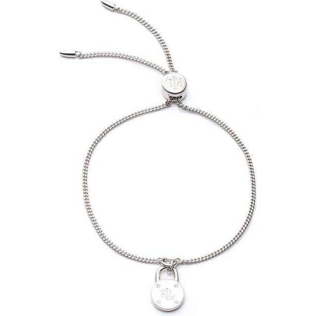 Lauren Ralph Lauren Sterling Silver and Diamond Signature Padlock Bracelet, Silver Multi