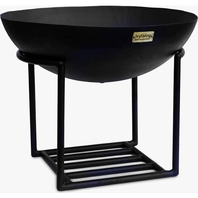 Outdoor Cast Iron Firebowl with Stand - Black