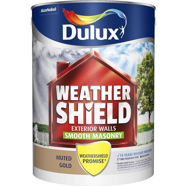 Dulux Weathershield All Weather Protection Smooth Masonry Paint Muted Gold, 5L