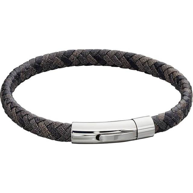 Fred Bennett Woven Grey Mix Leather Bracelet - grey/silver