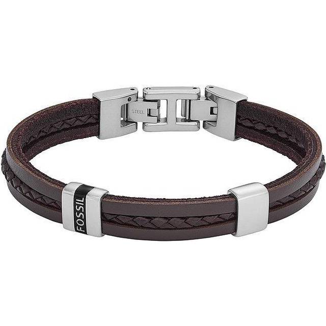 Fossil Leather Essentials Brown Leather Men's Bracelet JF04133040