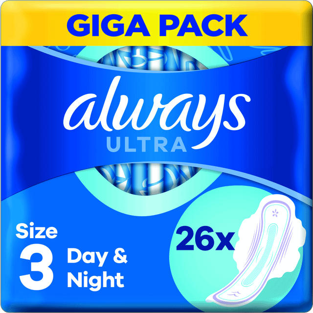 Always Ultra Sanitetsbindor Day & Night Med Vingar Storlek 3 26 st - Multi