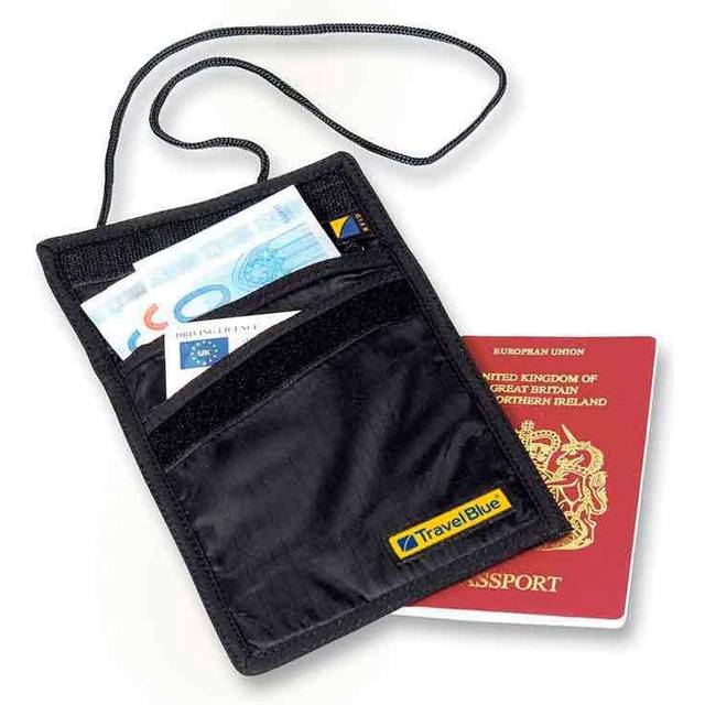 Travelblue Neck Wallet,rfid Protected,mix Color Beige & Black - Pung