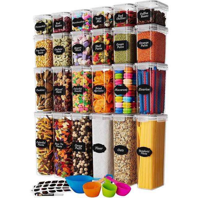 Airtight food storage container set - 24 piece, kitchen & pantry organization, b