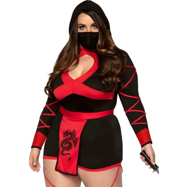 Plus Size Dragon Ninja Costume for Women - Black&#47;Red (3X/4X)