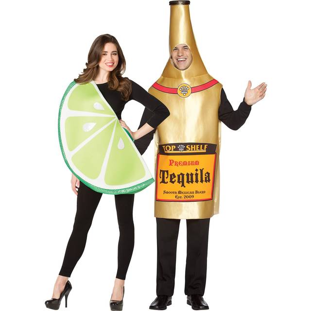 Tequila Bottle and Lime Slice Costume for Couples - Green&#47;Orange (One-Size)