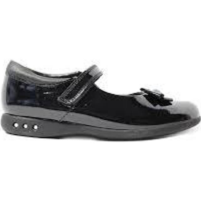 (UK 8 Child, Black) Girls Clarks Bow Detail School Shoes Prime Skip - F Fit