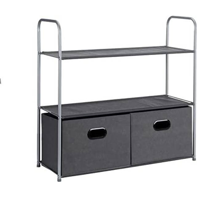"Amazon Basics Closet Storage Organizer with Fabric Bins  Drawers and 3 Shelves  Grey  32.7"""" x 12.2"""" x 31"""""