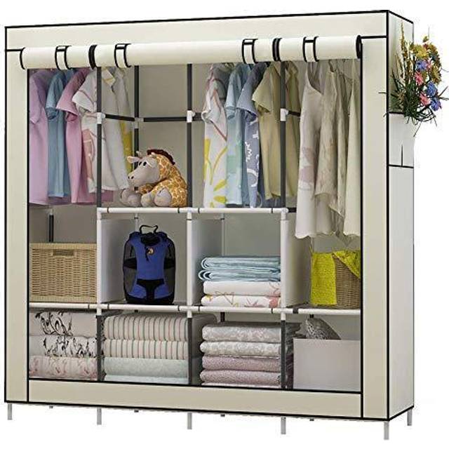 UDEAR Portable Closet Large Wardrobe Closet Clothes Organizer with 6 Storage Shelves  4 Hanging Sections 4 Side Pockets Grey