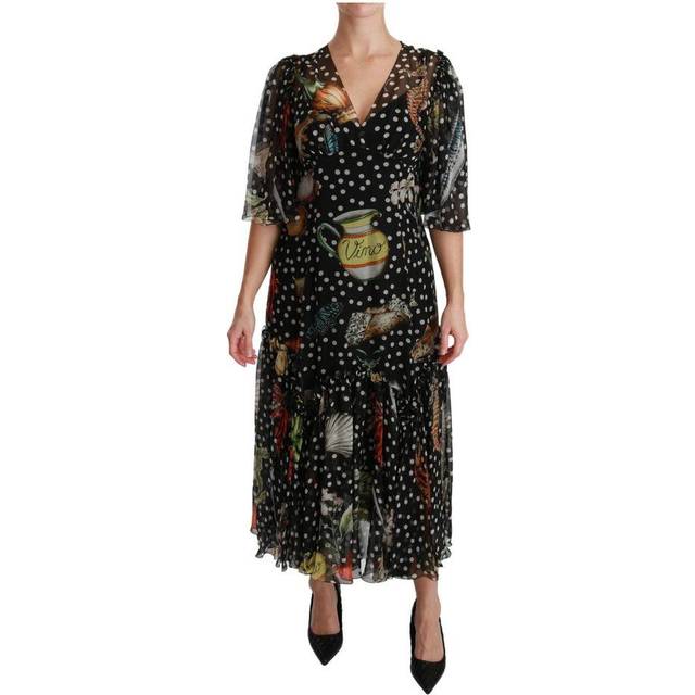 Dolce & Gabbana, Klänning, Dam, S, Bomull, Svart Havsfisk Sicilien A-linje Shiftklänning