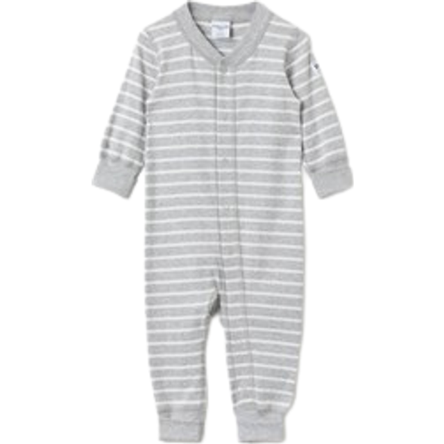 Polarn O. Pyret Baby Orgnaic Cotton Stripe Romper, Grey